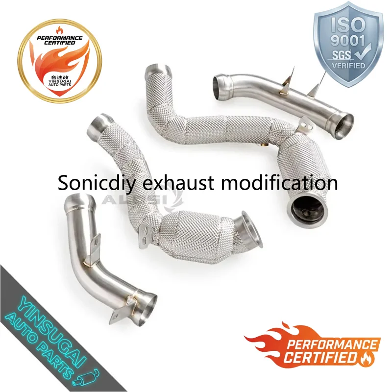 Cuski High Performance Heat Insulated Catted Downpipe For Mercedes AMG GT63 GT63S X290 M177 4.0T 2018-2023 SS304