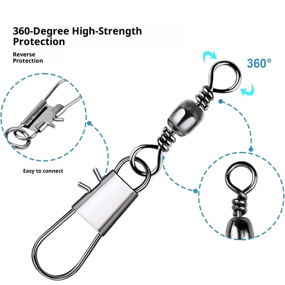 50 قطعة/100 قطعة صندوق الفولاذ المقاوم للصدأ الصيد تحمل وصلة دوّارة لصيد الأسماك مع المفاجئة صيد السمك إغراء B-نوع دبوس موصل مع حلقة مثمنة #4