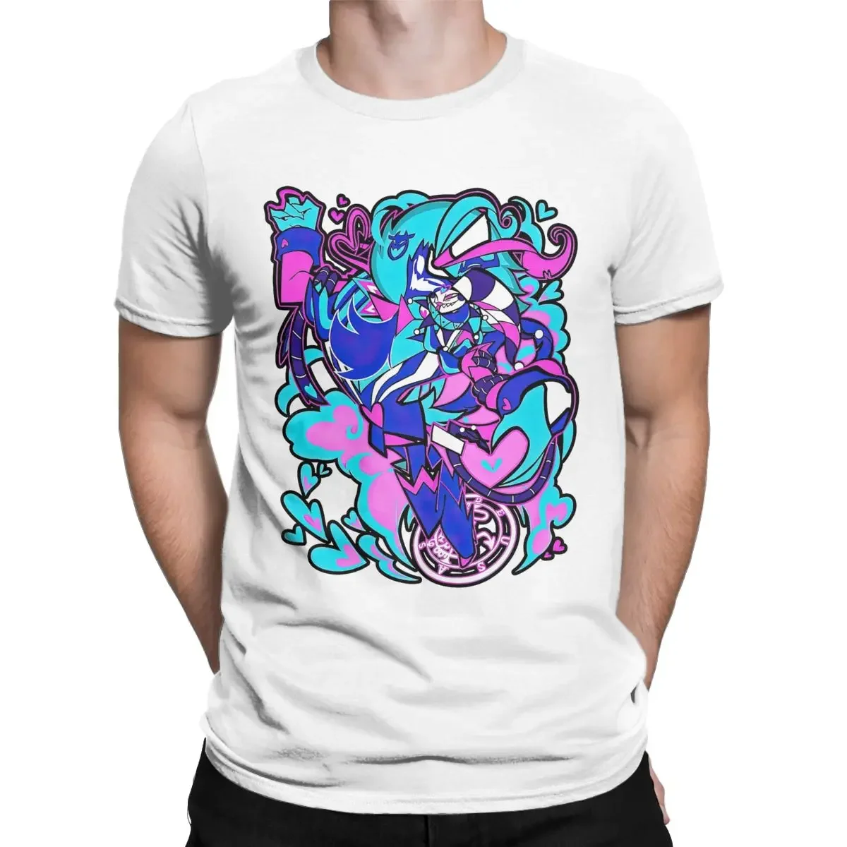 Hotels Men Round Collar 100% Cotton T Shirt  anime Short Sleeve Tee Shirt Adult Creative Hazbin Ozzie Fizzarolli T-Shirt