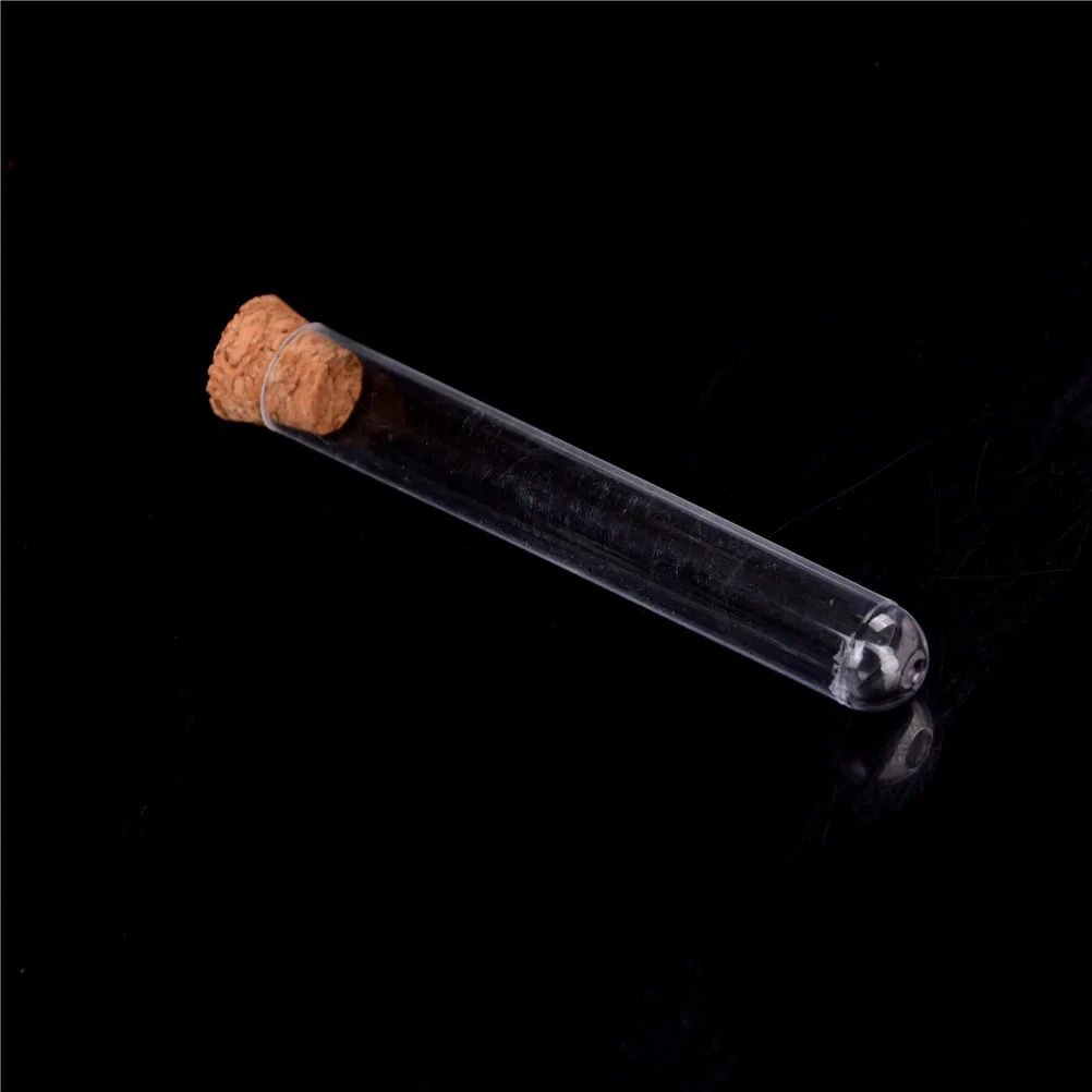 10pcs Plastic Test Tube With Cork Clear Lab Experiment Favor Gift Tube Refillable Bottle 12x75mm