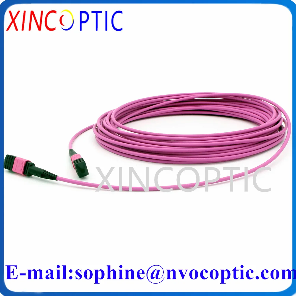 MM,OM4,12Cores,20M,12F MPO/UPC (F)-MPOUPC Female 1/2/3/5/7/10M Fiber Optic Patch Cord,3.0mm LSZH Mini Round Purple Jumper Cable