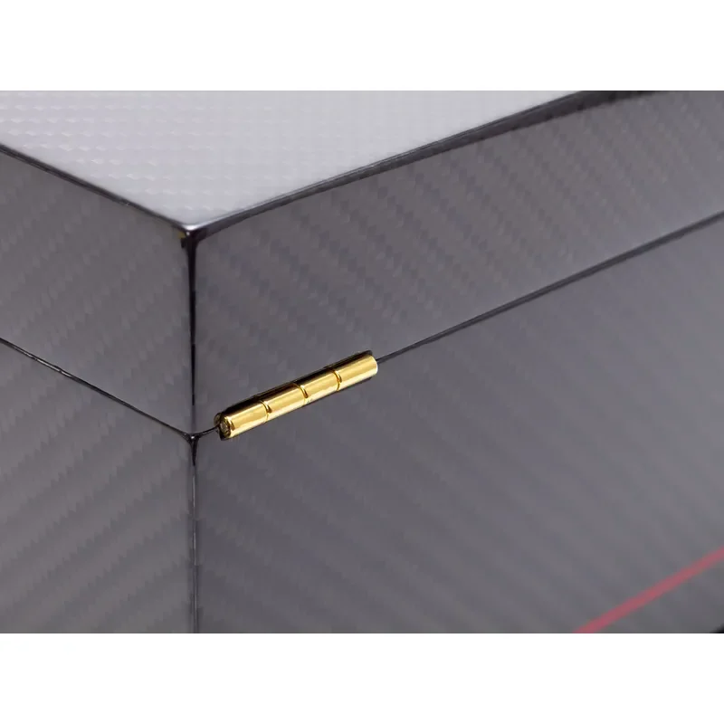 Glossy Carbon Fiber Cigar Humidor Box with Digital Hygrometer Spanish Cedar Lined Lockable Storage Case for Cigars Custom