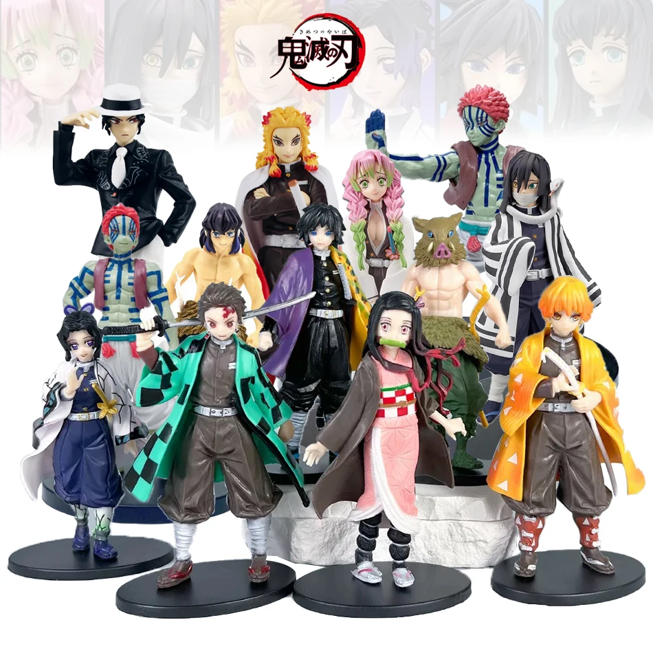Figuras de PVC Demon Slayer de Anime, Tanjirou Nezuko Zenitsu Inosuke Giyu, juguete Kimetsu No Yaiba, modelo de Kits de modelismo, adornos