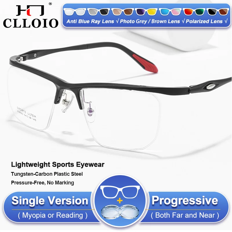 

CLLOIO New Simple Fashion Progressive Reading Prescription Eyeware Men Myopia Photochromic Lightweight Protection Sporty Glasses