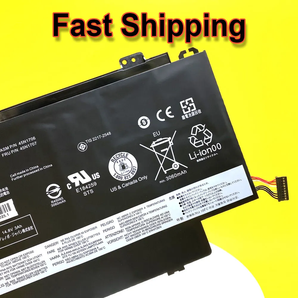 For Lenovo ThinkPad Yoga S1 120 S240 20CD/20C0 Yoga 12 20DL/20DK Pro 45N1705 45N1707 45N1704 45N1706 Laptop Battery 14.8V 47Wh