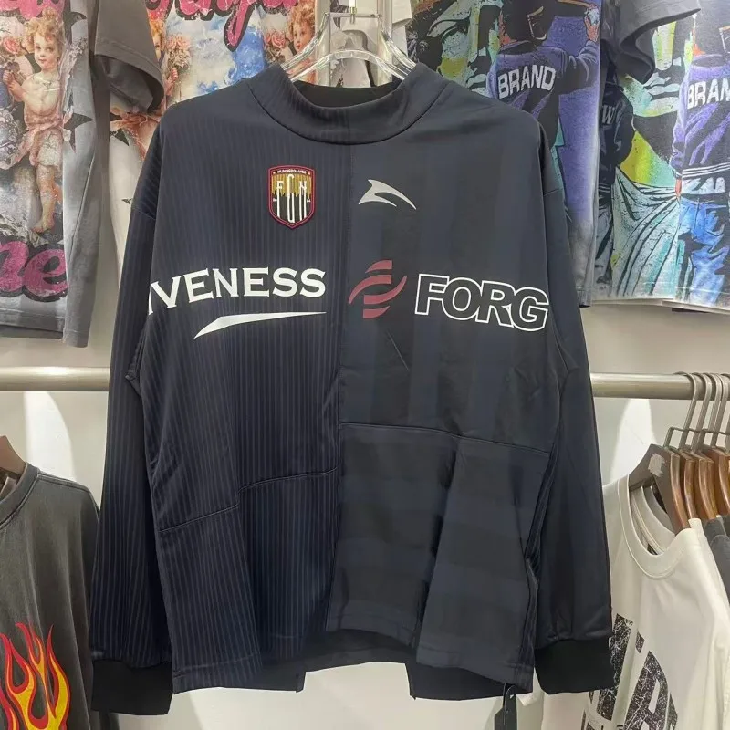 

Мужская свободная футболка оверсайз с длинным рукавом, повседневная, в парижском и американском стиле, с круглым вырезом, удобная, из хлопка