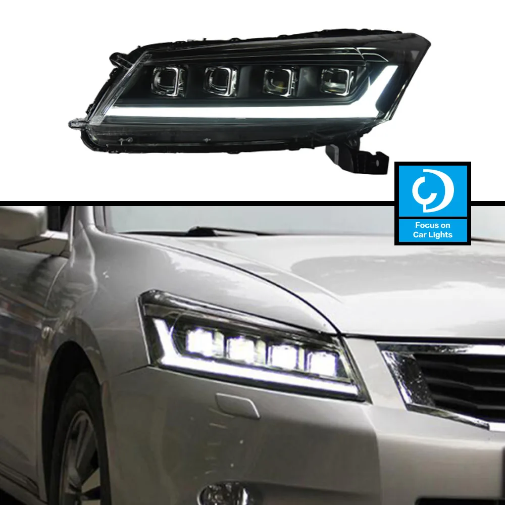 Car Front For Honda Accord Eight Generation LED Headlights 2008-2012 Headlight Modeling Dynamic Turn Signal Lens Auto Parts 2PCS