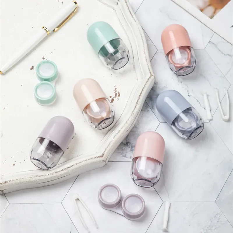 New Simple Mini Contact Lens Case Girl Women Colored Contact Lenses Box Eyes Contact Lens Container Box Case