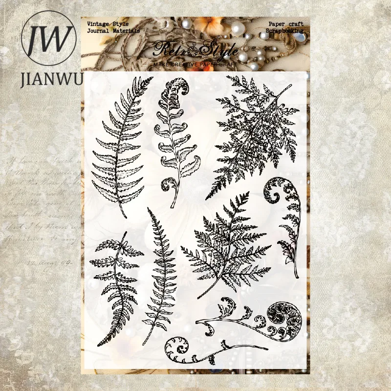 JIANWU Vintage Plant Landscaping Material Collage Transparent Silicone Stamp Creative DIY Journal Student Supplies Stationery