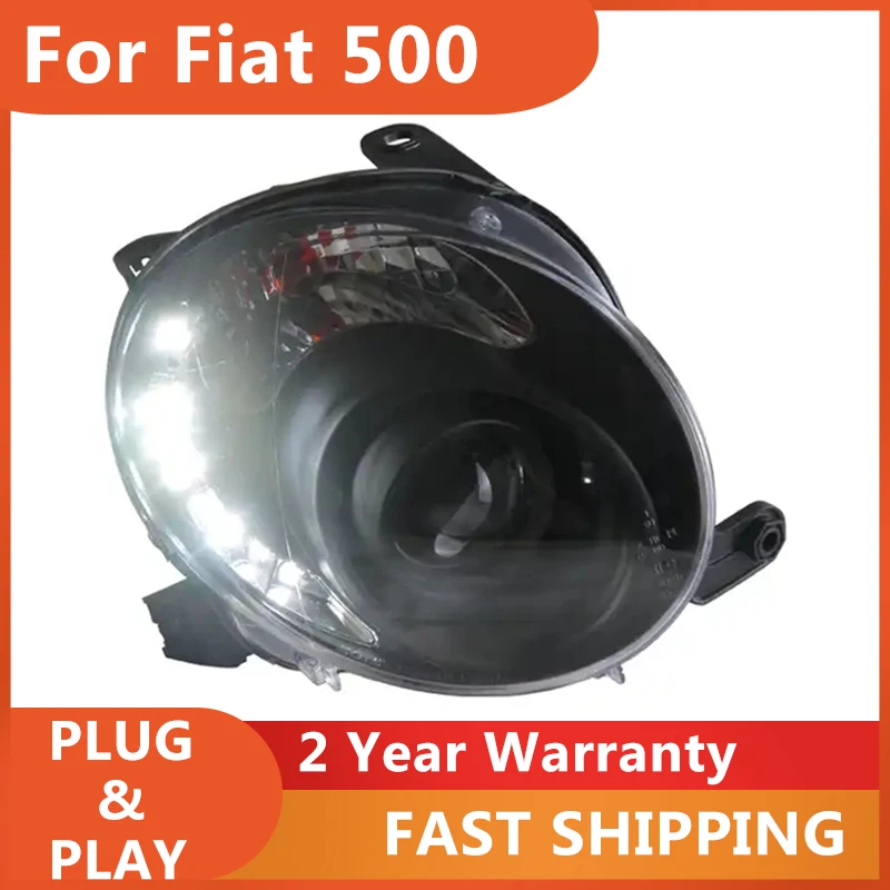 

Автомобильные аксессуары для фар Fiat 500 2011-2014 Fiat 500, головной свет DRL, указатель поворота, ближний свет, линза проектора