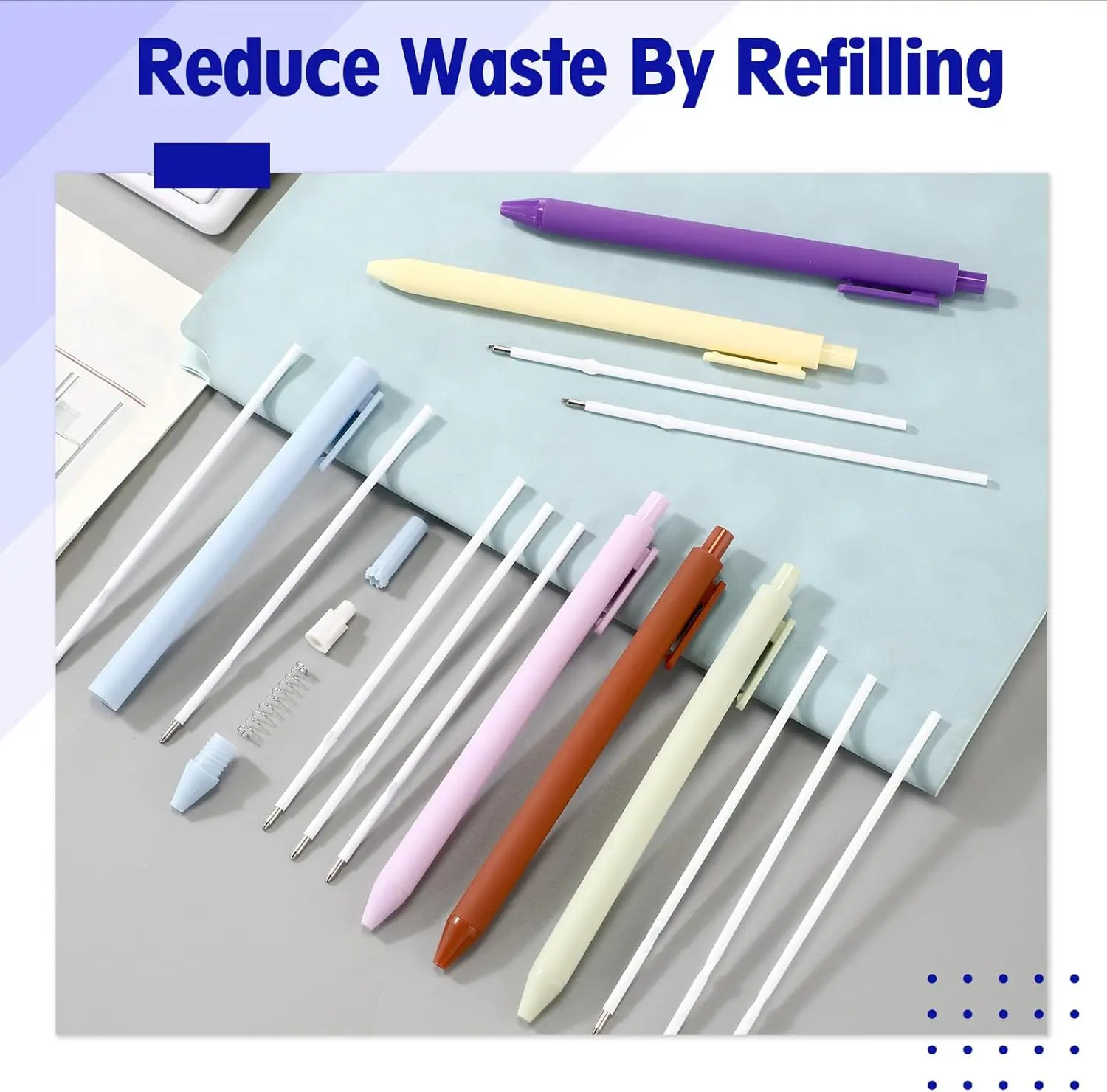 40 Pcs 1.0mm Retractable Ballpoint Pen Refills Bulk Replacement Ballpoint Ink Pen Refills Smooth Writing for Click Ball Point