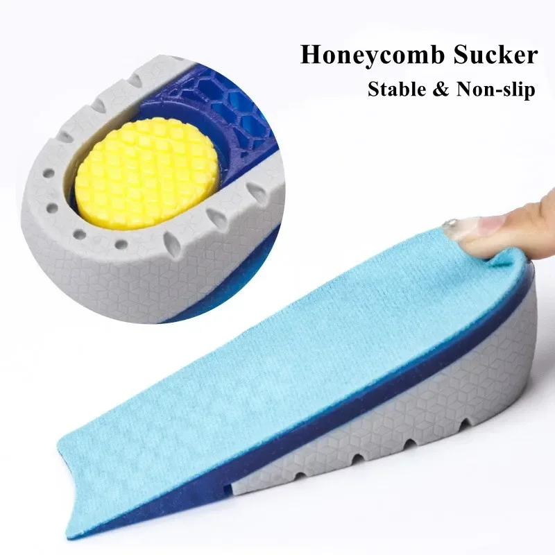 Heightening Half Pad Invisible Honeycomb Elastic Insoles Silicone Gel Soft Comfort Height Increase for Men And Women