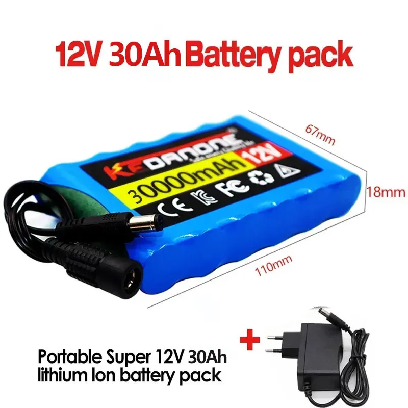 

✨New 3S2P 12V Portable Rechargeable Li-Ion Battery for LED Lamp Light Outdoor Audio Toy Car - Power Bank with Charger 30000mAh