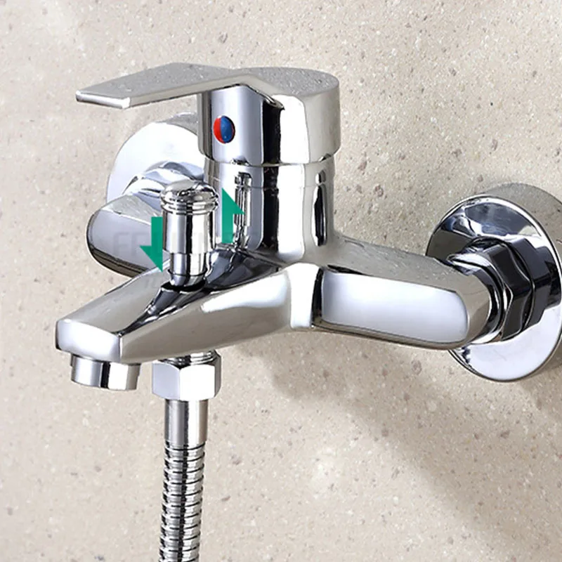Black Zinc Alloy Shower Faucets Wall Mounted Hot Cold Water Dual Spout Mixer Tap For Bathroom Splitter Bath Shower Basin