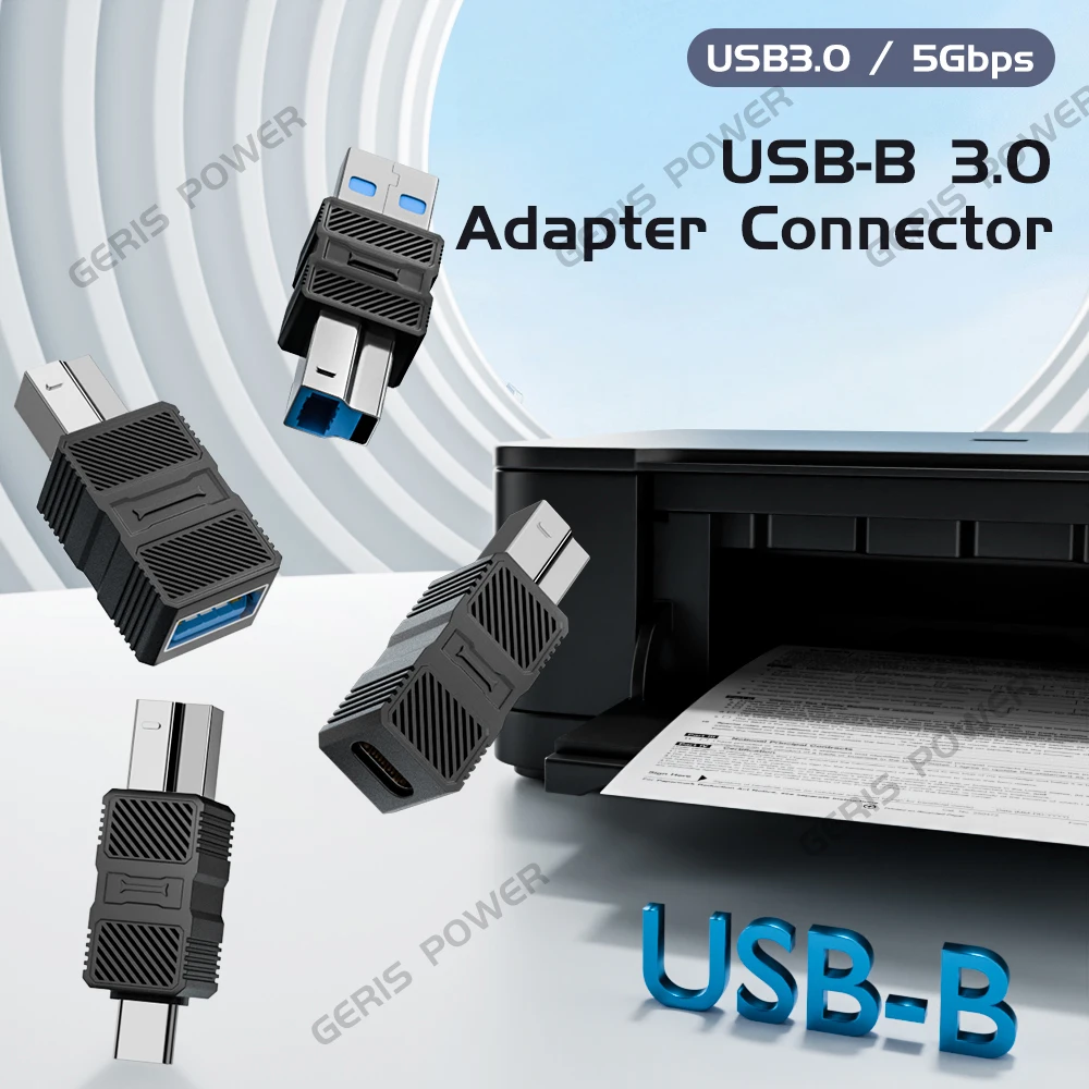 U ​ SB3.0 B Drucker-Adapter-Anschluss Typ C auf USB3.0-Erweiterung, Ladegerät, Konverter für Drucker, Scanner, externe Festplatten, PC