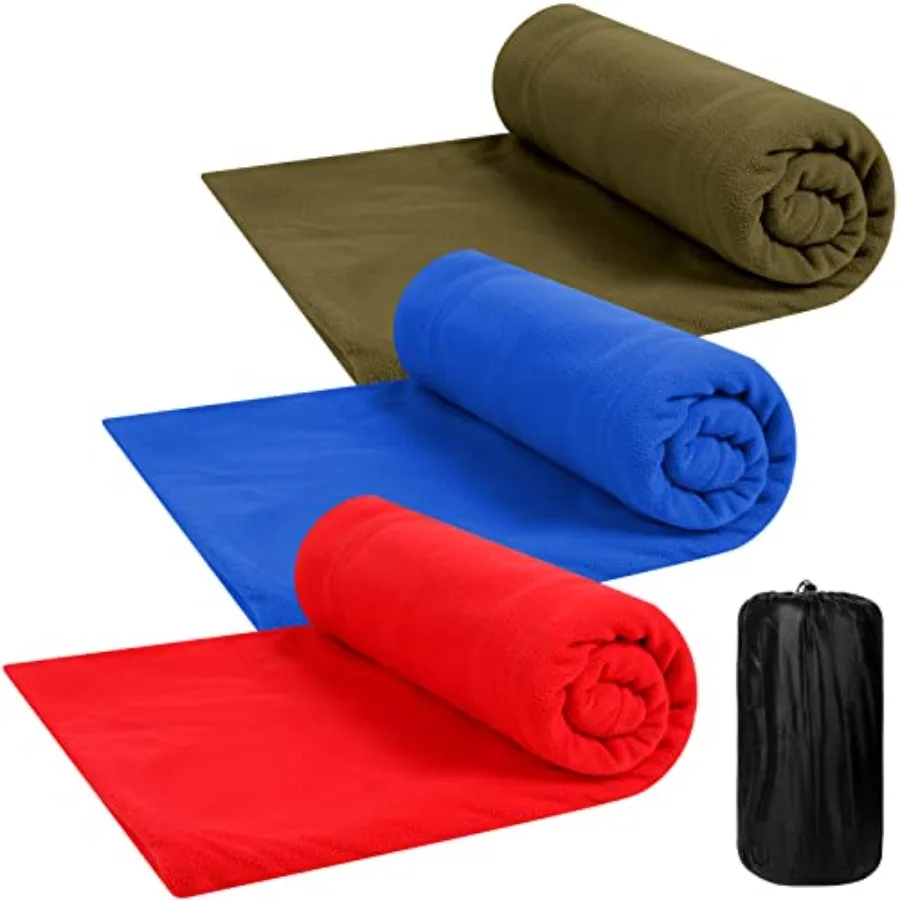 

3 Pcs Fleece Sleeping Bag Liner for Adult Warm or Cold Weather 75" Adds 12 Degrees Fahrenheit More Warmth Zippered Camping Blan