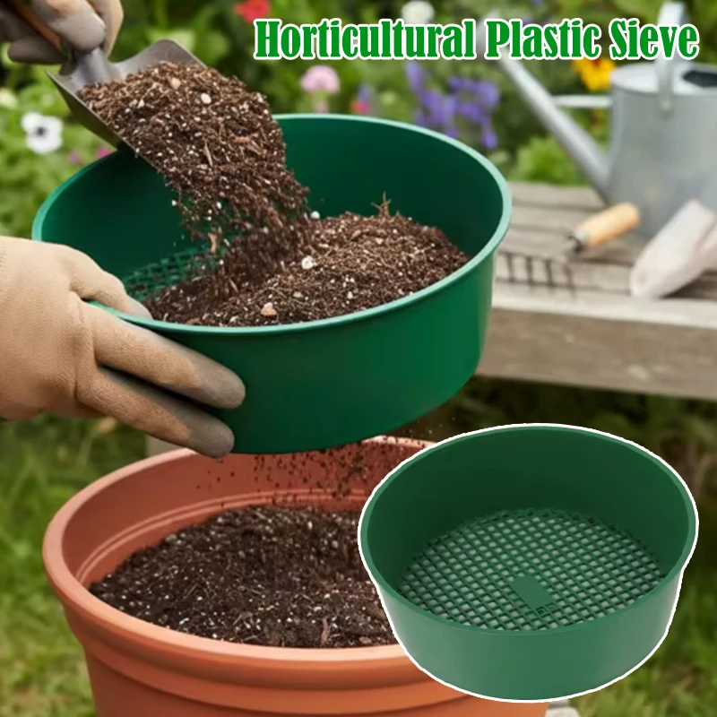 

Plastic Soil Sieve Filter Mesh Garden Soil Sifter Round Lightweight Soil Dirt Sifter for Gardening Flower Plant Nursery Tools