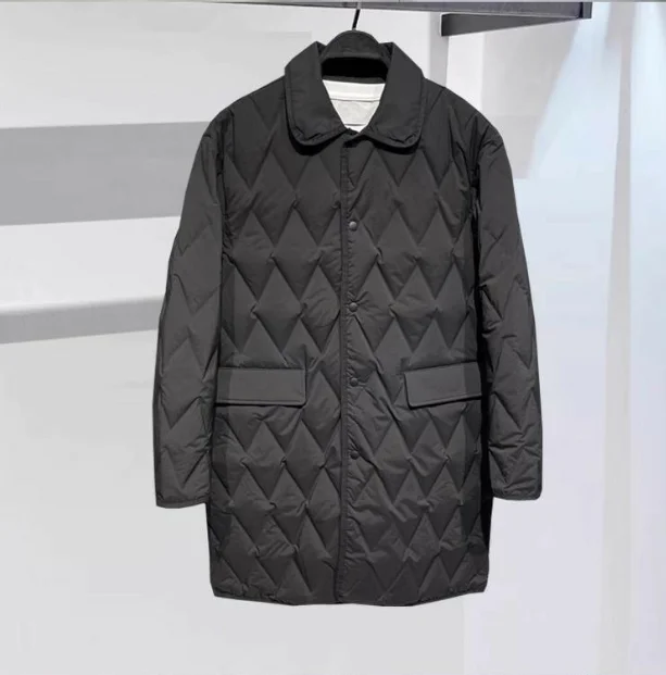 Jaet-ropa de trabajo ligera con cuello levantado para hombre, ropa de trabajo de longitud media, informal, con diamantes, a la moda, diseño Original