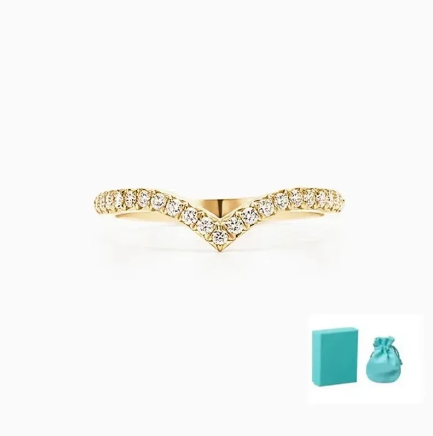 

2025-Romantic, exquisite, light luxury, elegant, elegant, elegant, simple and fashionable, 925 silver V-ring