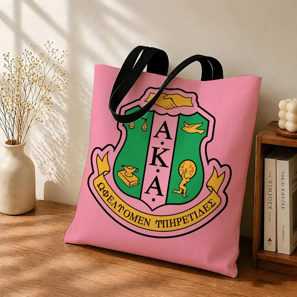 Sorority AKA Sorority Graphic Storage Bags Canvas  bag, suitable for work, school, and daily commutes, reusable shopping bag.