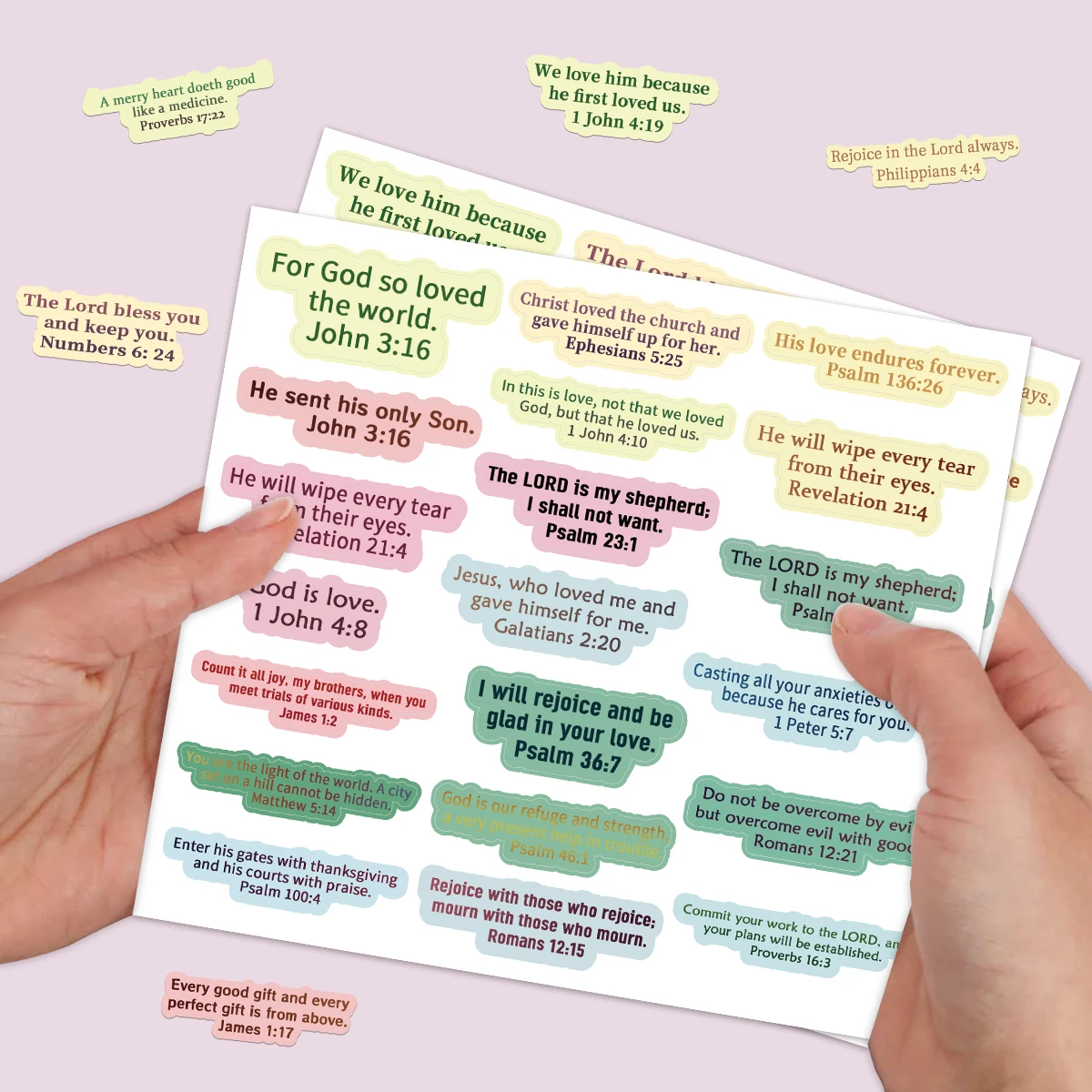 Autocollants colorés pour versets de la Bible, étiquette avec citations d'écriture religieuse, autocollants décoratifs inspirants pour Scrapbooking, 100 pièces/5 feuilles
