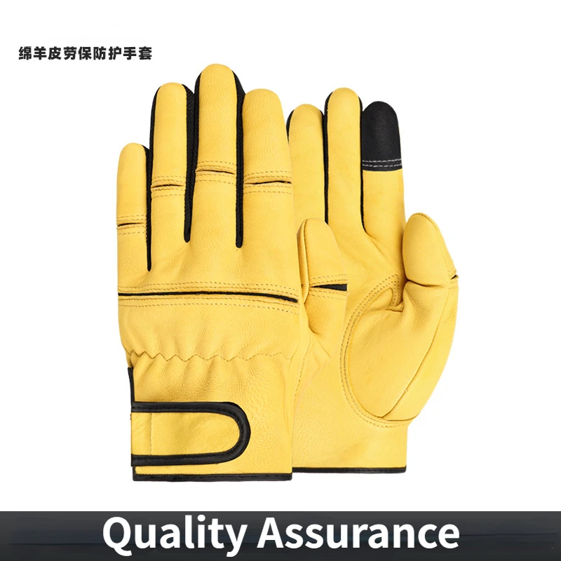 

Labor Protection Gloves Genuine Leather Wear-resistant for Work Protection Machine Repair Driving Cycling Sheepskin Gloves