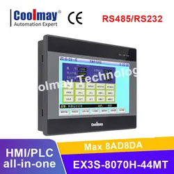 Coolmay 7 inch integrated plc hmi all in one transistor output  RS232/RS485 plc controller  with digital temperature
