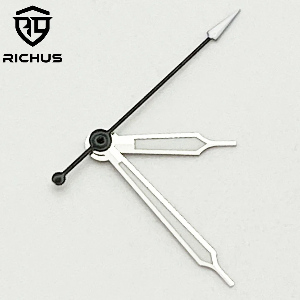 RICHUS Silver/black/white/silver yellow watch hands green luminous fit NH34 NH35 NH36 ETA2824 2836 Miyota8215-DG movement