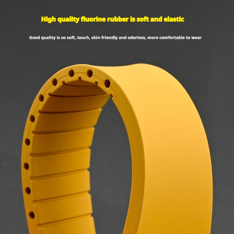 2025 FKM حزام 18 مللي متر 19 مللي متر 20 مللي متر 21 مللي متر 22 مللي متر الإفراج السريع فلورو المطاط فراشة مشبك الرجال النساء قطع إلى حجم سوار ساعة الفرقة