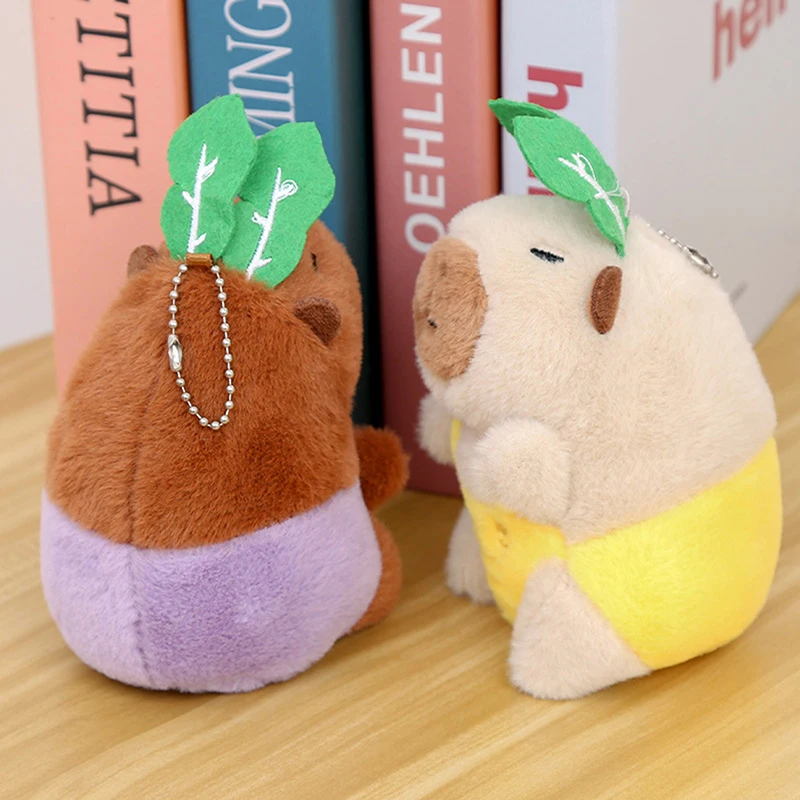 Capivara chaveiro de pelúcia bonito saco pingente criativo animais macios chaveiro kawaii boneca de pelúcia chaveiros presente aniversário