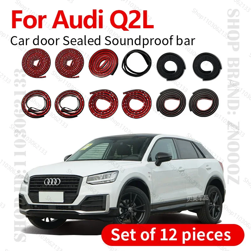 Car Door Seal Strip Rubber Double Layer Sealing Protector Soundproof Seal Dustproof Seal Strip 12PCS For 2018-2025 Audi Q2L