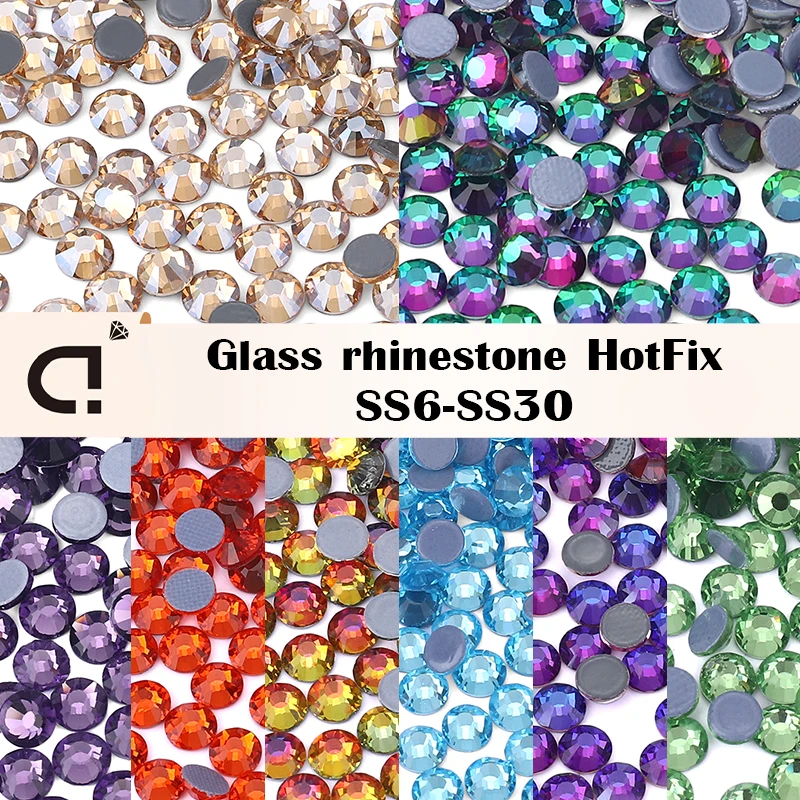 Ducrystal Multicolor SS6-SS30 Hot Fix Flatback Rhinestone Iron On Glass Crystal for Clothing Decoration&Wedding Dresses