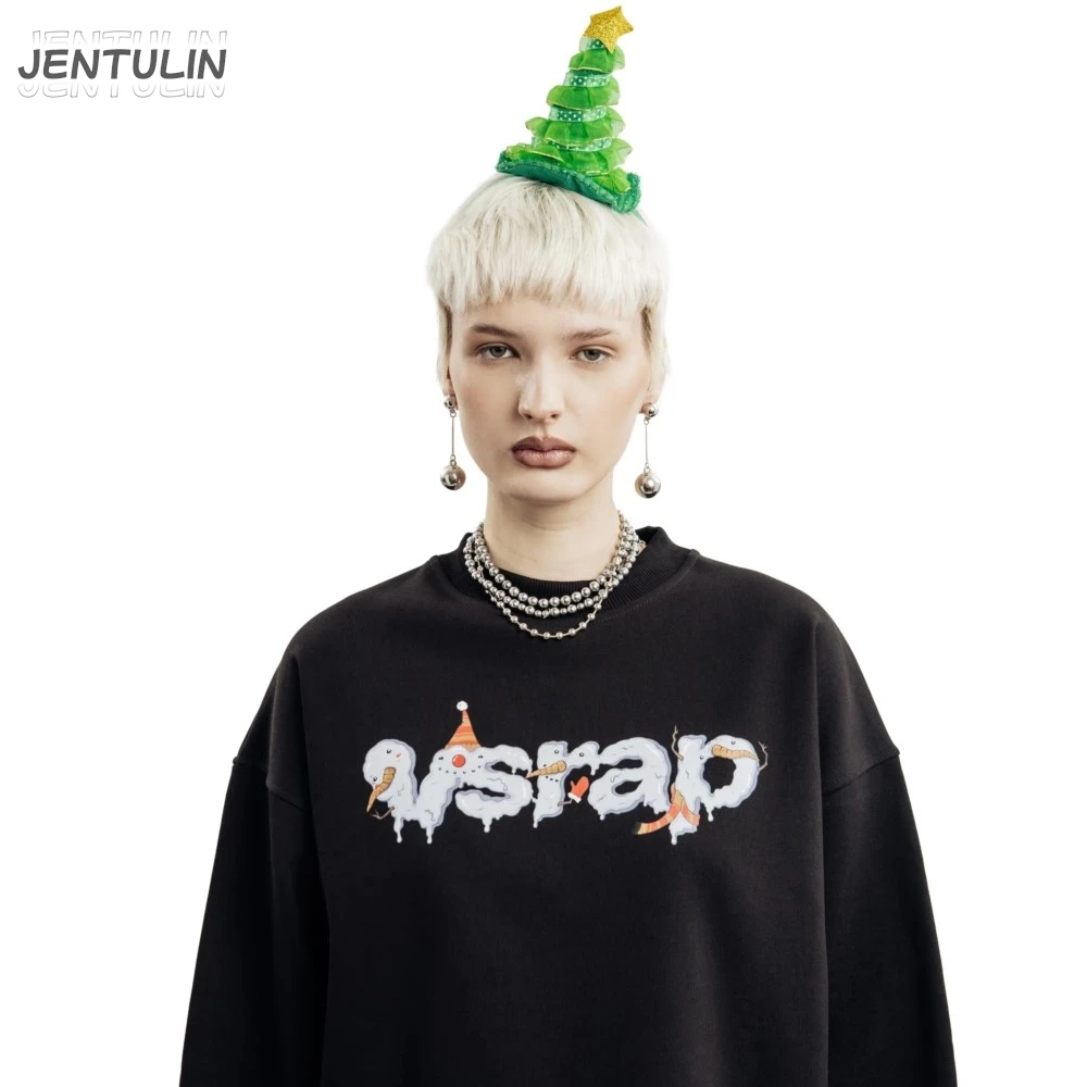 Harajuku Oversized Streetwear Pullover Men's Hoodies Melted Snowman Graphic Print Hooded Sweatshirts Hip Hop Korean Top Goth Y2k