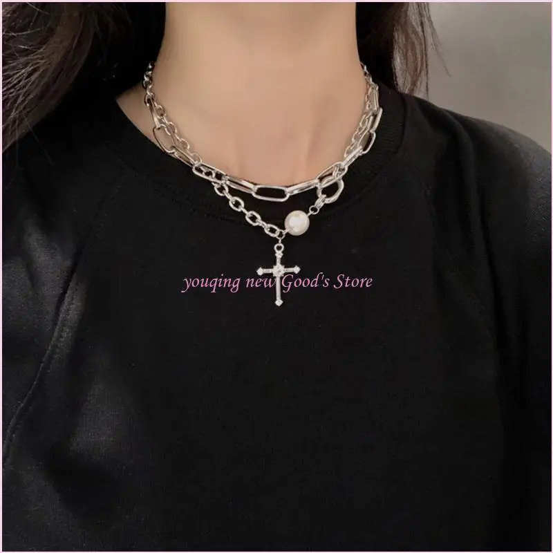 57QA Fashion Layered Necklaces for Women Girls Multilayer Chain Necklace Set Adjustable Chain Bestie Birthday Christmas Gifts