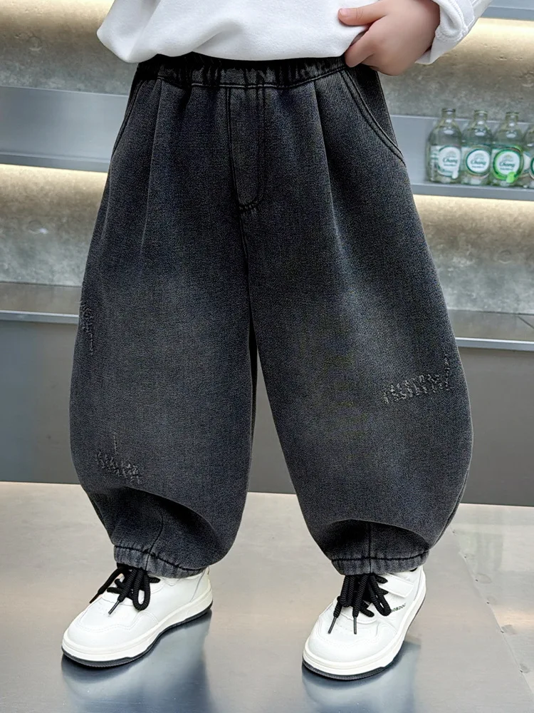 Children Jeans Boys Fashion Curved Knife Pants Streetwear Teenage Loose Trousers Wear Spring Autumn 3-13Years Kids Denim Pants