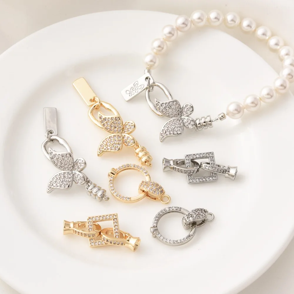 

Набор из 14-каратного золота с медным покрытием, Т-образные цирконовые диски, жемчужная застежка, браслет ручной работы, торцевая застежка, ожерелье, застежка для матери и ребенка