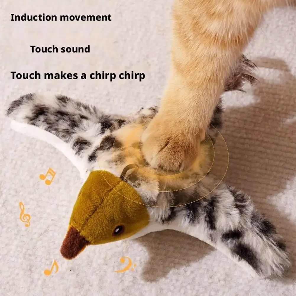 New Rechargeable Interactive Tapping Chirping Bird Cat Toy with Replacement Bird Skin Popular Cat Toy