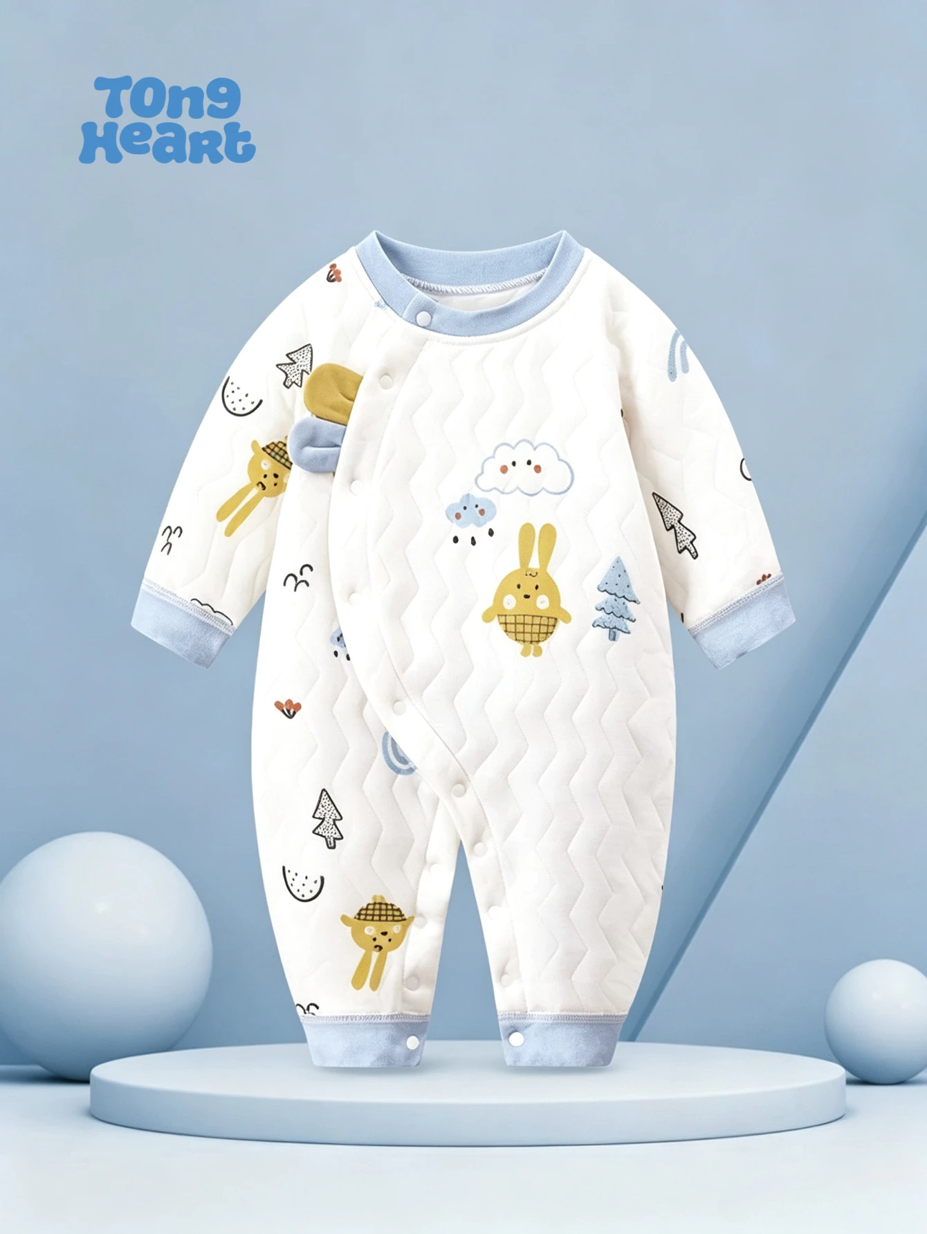 TongHeart Winter Baby Warmth-Resistant One-Piece Suit for Newborns, Suitable for Autumn and Winter, Provides Warmth and Cold