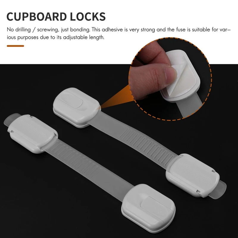 LUDA Child Lock For Cupboard And Drawers (10 Pieces) Self-Adhesive Baby Drawer Safety For Door Cupboards Fridge And Drawers