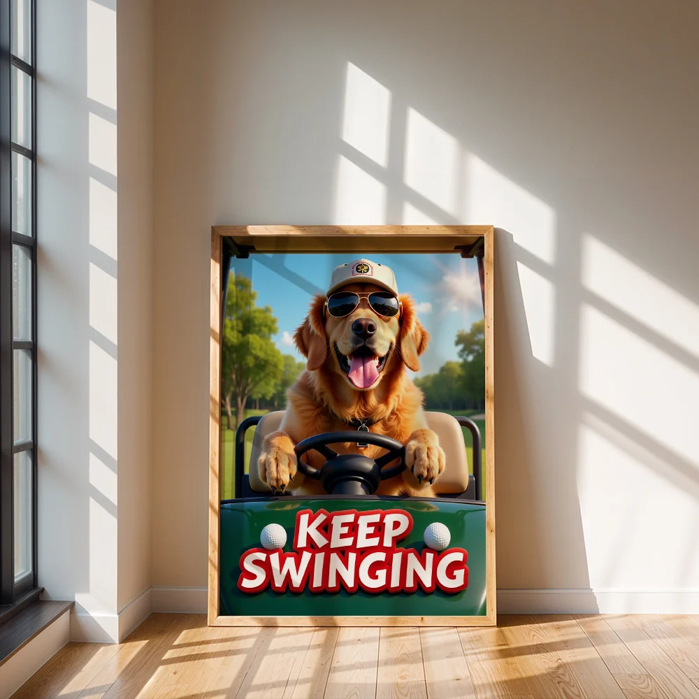 Abstract Golden Retriever Driving Cart Canvas Home Ornaments