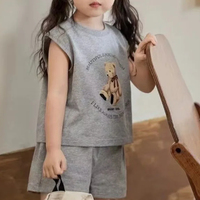 2PCS Kids Set Summer Cotton Girl's Tops +Shorts Pants Baby Sleeveless Vest T-shirt Children's Clothing