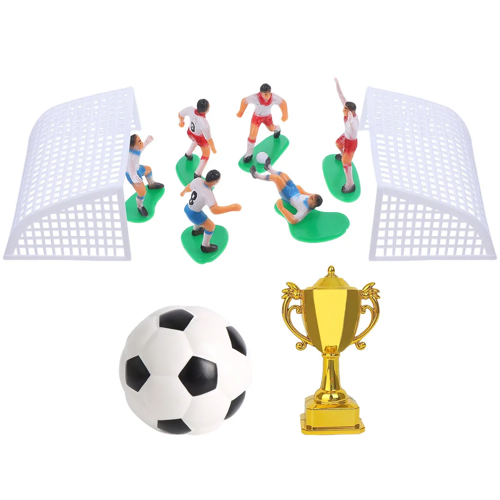 

Statue Cake Decoration Foosball Soccer Cupcake Topper for Boys Plastic Miniature Figure