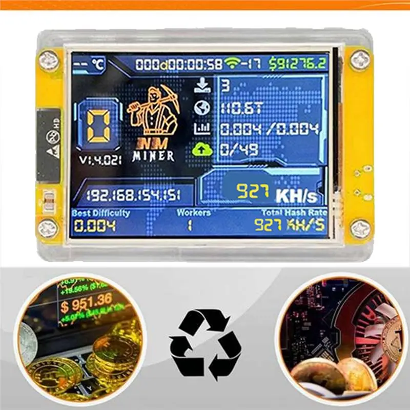 A84E-Big Display 3.5 Inch 930KH/S Bitcoin Crypto Solo Lottery Miner Upgraded Harshrate Nerdminer Nerdminer Nmminer Bitcoin Miner