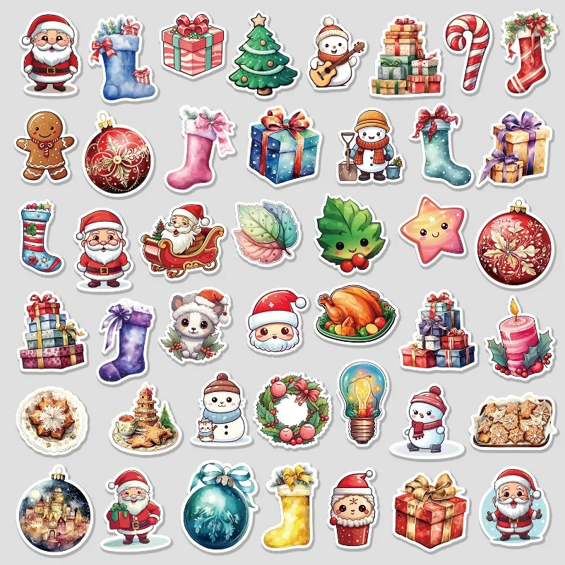 50Pcs/Set Cartoon Colorful Festival Gift Box Graffiti Stickers Creative Phone Laptop Guitar DIY Luggage Decoration Sticker Gifts