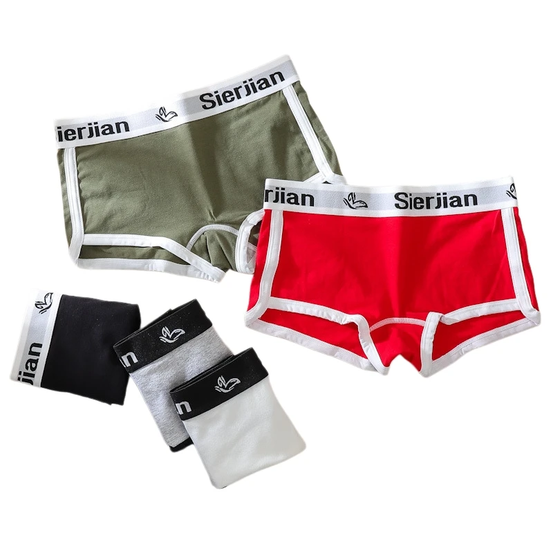 Breathable Cotton Letter Printed Waistband Girls Boxer Briefs - Sexy Low-Waist Knickers Seamless Women\'s Lingerie