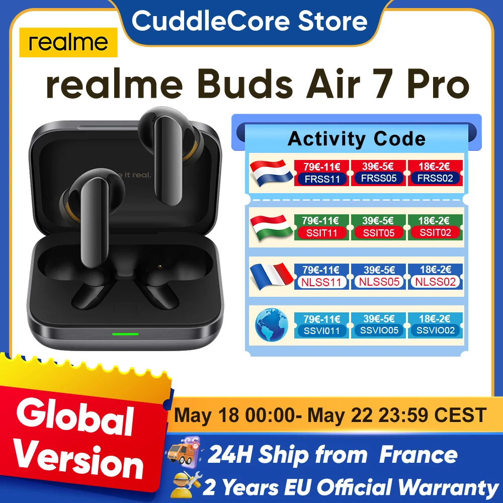 realme Buds air 7 pro ai Bluetooth casque 48 heures d'autonomie haute résolution lhdc 5.0 53db 5000hz réduction du bruit BT 5.4 IP55 nouveau