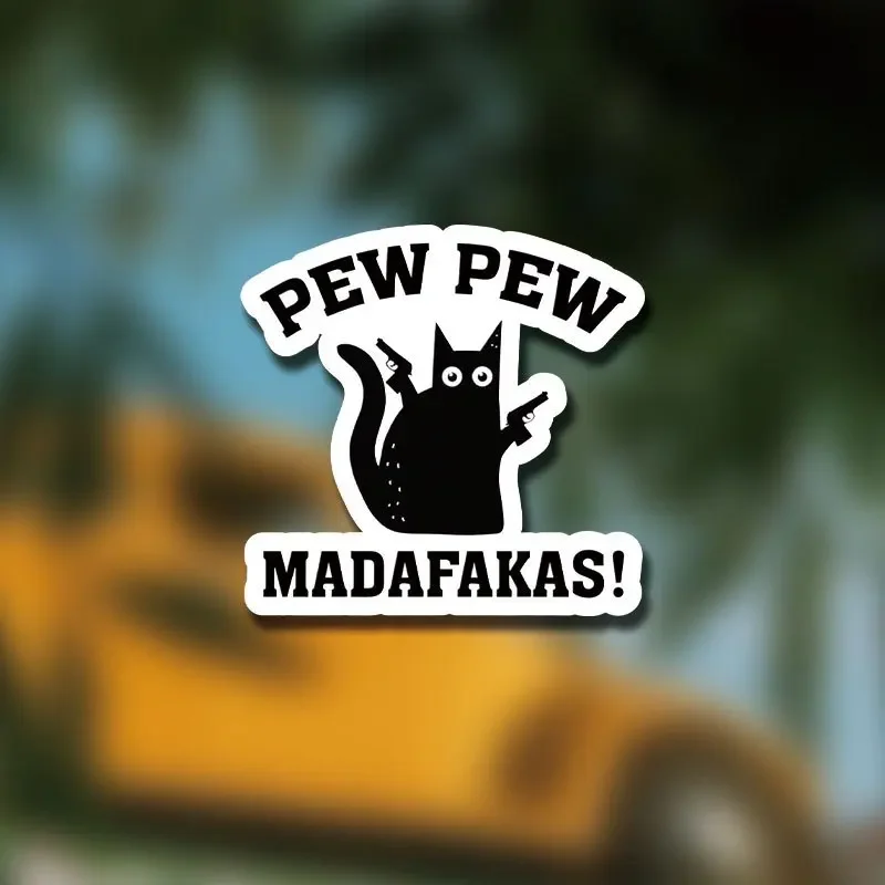 

1 шт. крутой кот с пистолетами, автомобильная наклейка, уникальная наклейка «Pew Pew» для автомобильных крыльев, крыльев, потрясающая для добавления острым эффектом вашего автомобиля
