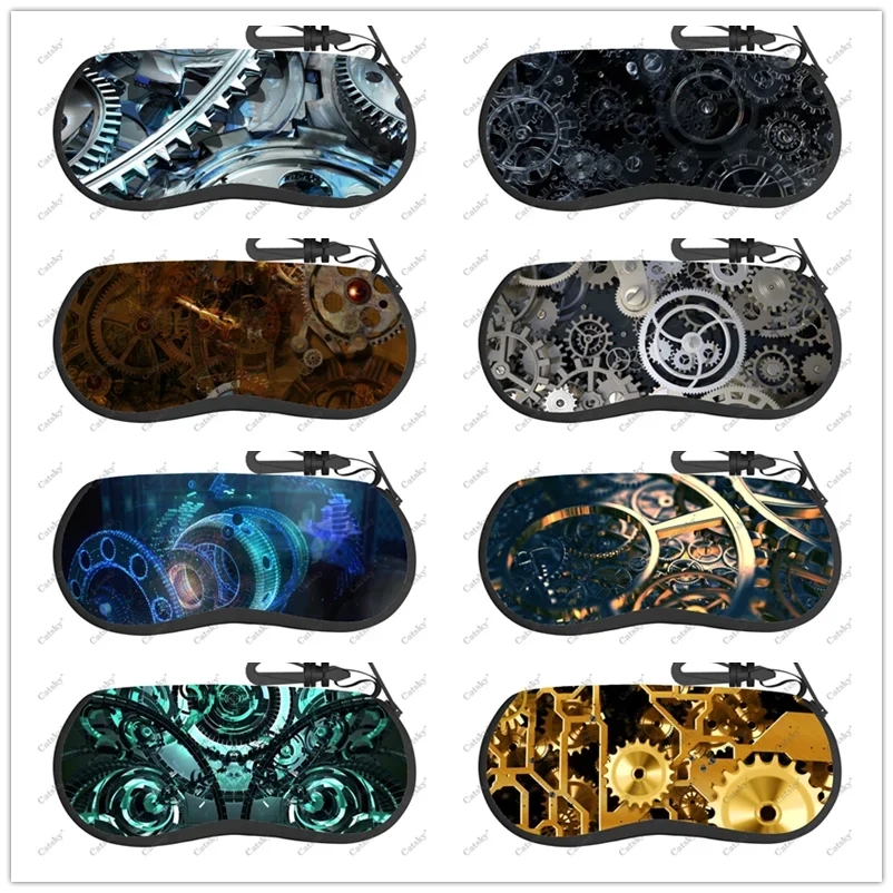 Complex Technology Gear Glasses case zipper sunglasses bag travel printed soft shell storage glasses case for women Glasses case