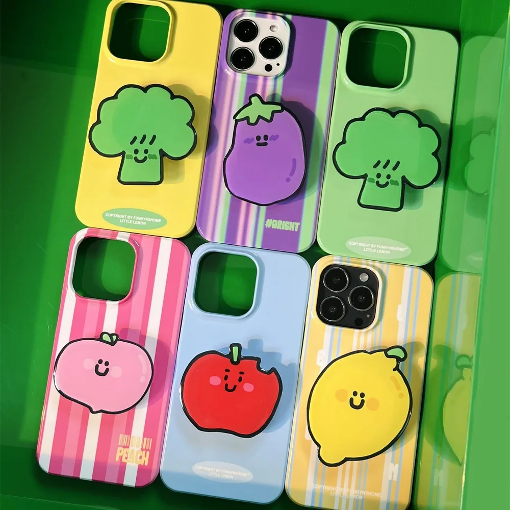 

INS корейский милый овощной фруктовый подушка безопасности паста для телефона Griptok Grip Tok подставка для IPhone складной чехол для беспроводной зарядки держатель кольцо