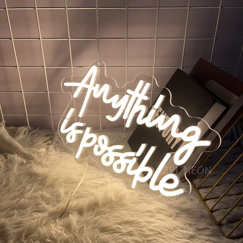 Anything Is Possible Neon Light Sign Class Room Decor Bedroom Study Beauty Salon Gym Bar Cafe Neon Led Sign Custom Birthday Gift